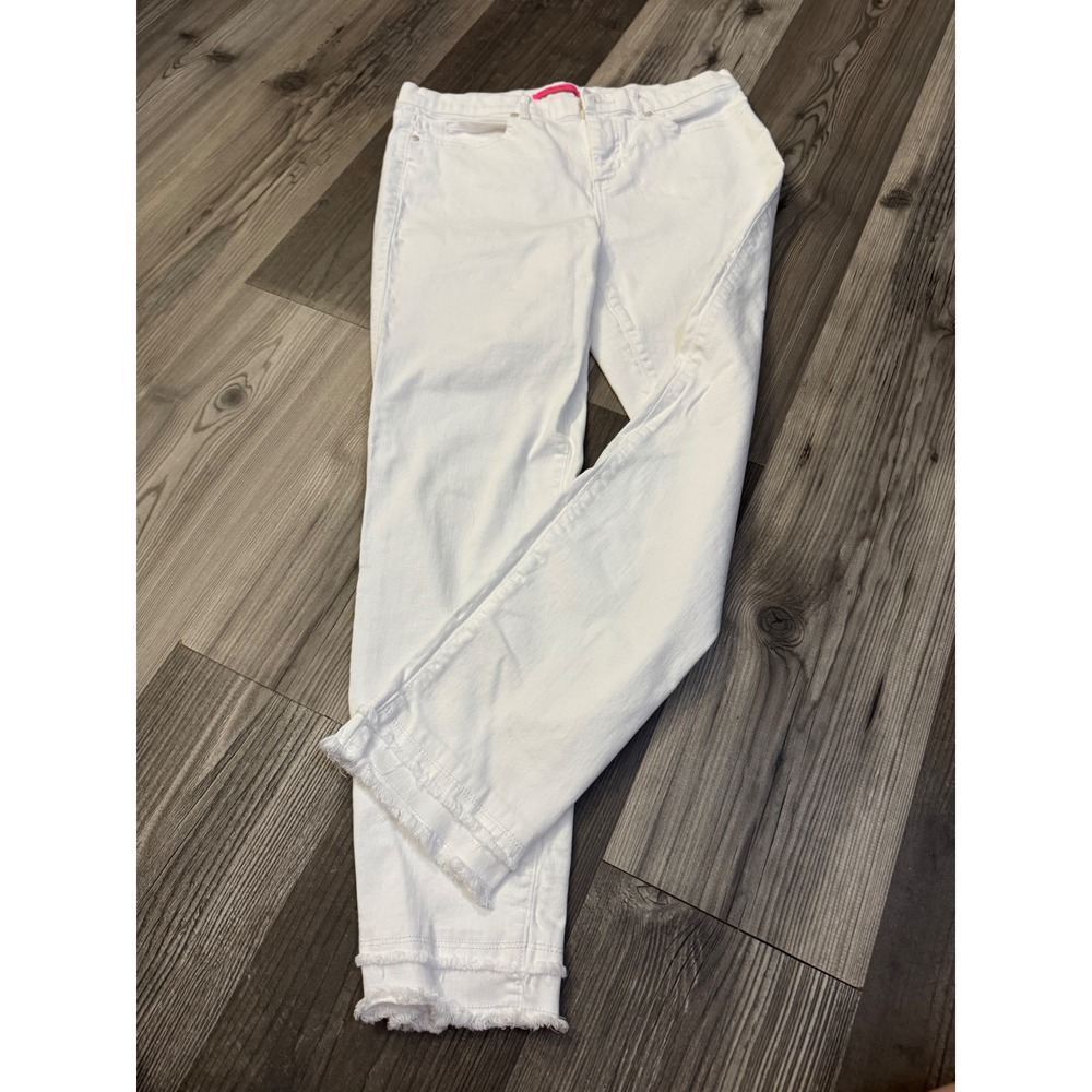 Lilly Pulitzer White Frayed Hem Stretch Denim Jeans Size 12
